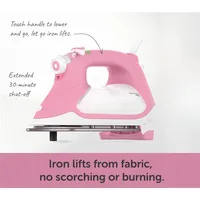 1800W Smart Iron with Auto Lift for Clothes, Sewing, Quilting and Hand Ironing Soleplate Steam Iron Pink Electric Irons 2