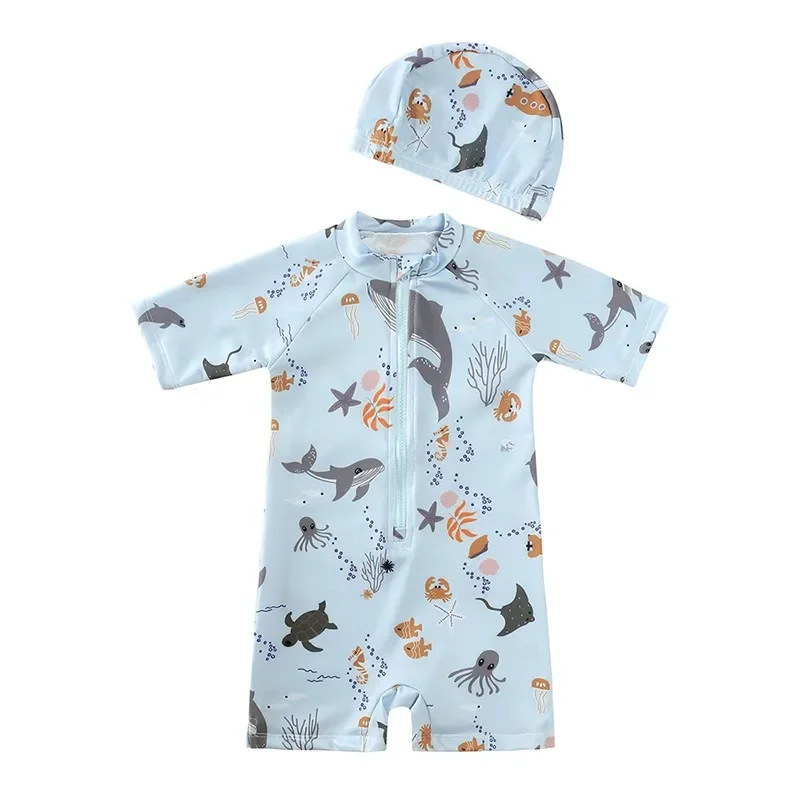 Children Swimwear UV Baby Boy Swimsuit One Piece Swimming Jumpsuit Ruffles Bathing Suit SPF 50 Long Sleeve Kids Swimwear for Girls 1-7 Years