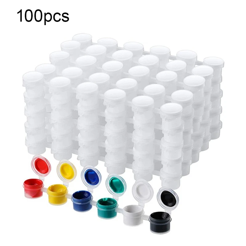 

Pack Of 100 Pigment Box Clear Storage Paint Containers Mini Painting Cup Jar 5Ml