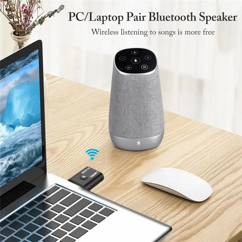 Bluetooth Adapter Bluetooth Transceiver Adapter Audio Adapter Bluetooth Aux Adaptor Wireless USB Adapter 2 In1 USB Wireless Bluetooth Adapter 5.0 Transmiter For Computer TV Laptop Speaker Headset Adapter Receiver