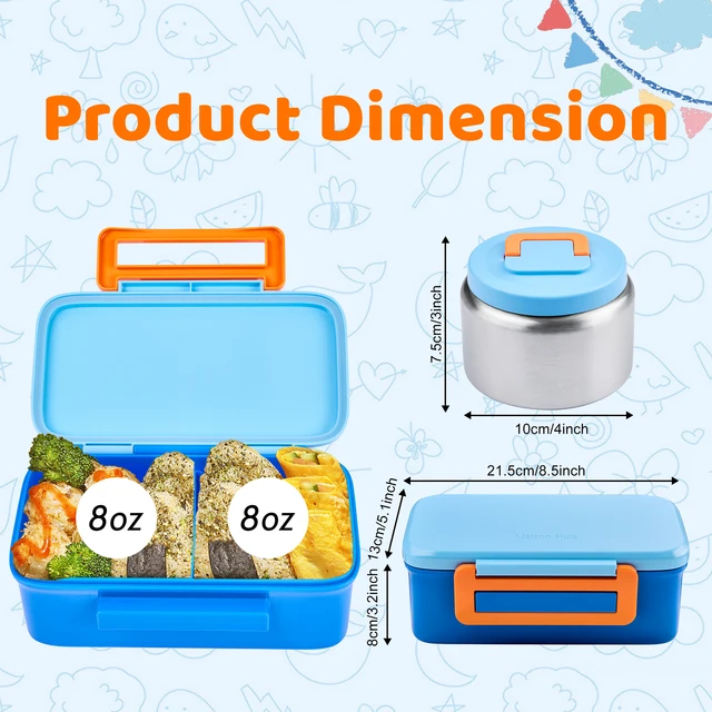 Boîte à déjeuner compacte avec récipient isolé de 8oz, récipient à collation, récipient à Sauce, bol de rangement, plateau à glace à Double compartiment BPA 2