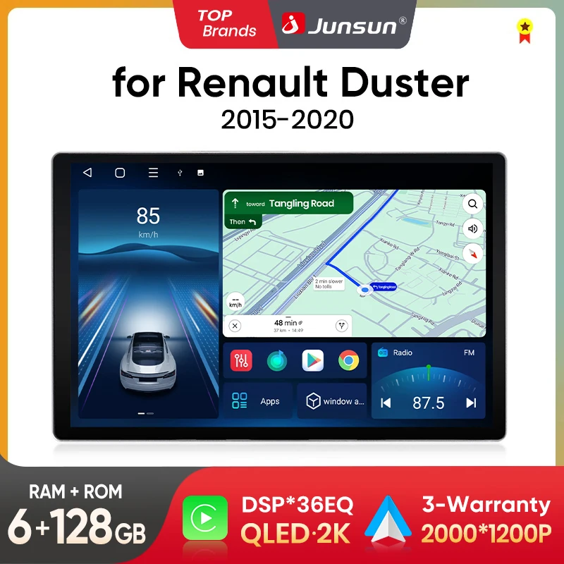 Junsun x7 series 11.5 “kabelloses Carplay Android Auto radio für Renault Duster 2014-2018 für Lada Largus Multimedia Autoradio