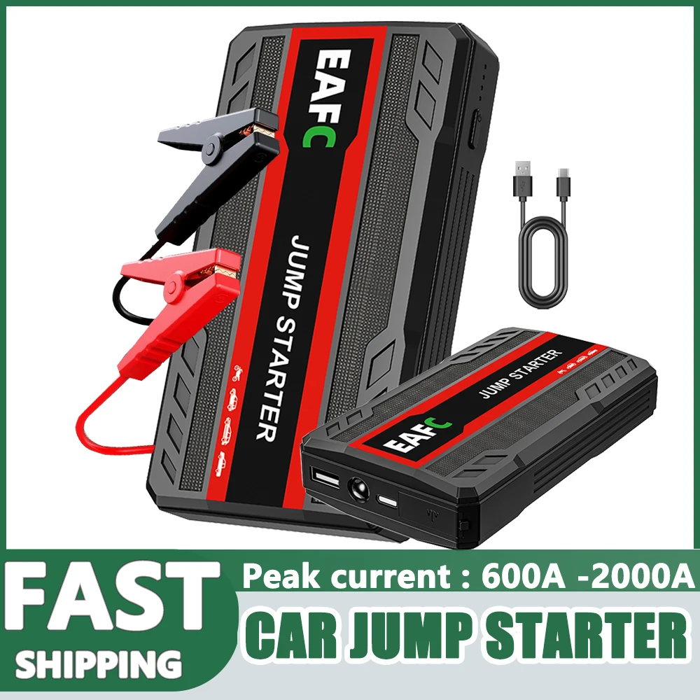 2000A/600A Portable Car Jump Starter Power Bank Car Booster Charger 12VAUTOStarting Device Petrol Diesel Car Booster JumpStarter