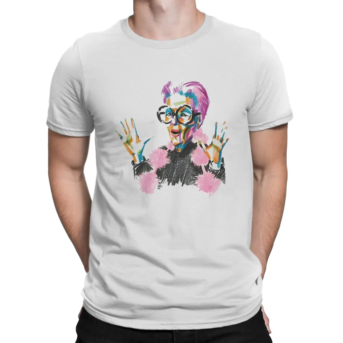 

Стикер Iris Apfel Мужская футболка Iris Apfel повседневные футболки с коротким рукавом и круглым вырезом футболка из чистого хлопка Одежда с графическим принтом