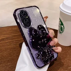 Rabbit Mirror Bracket Case with Seismic Protective Shell for Honor X8A 2023 (PURPLE)