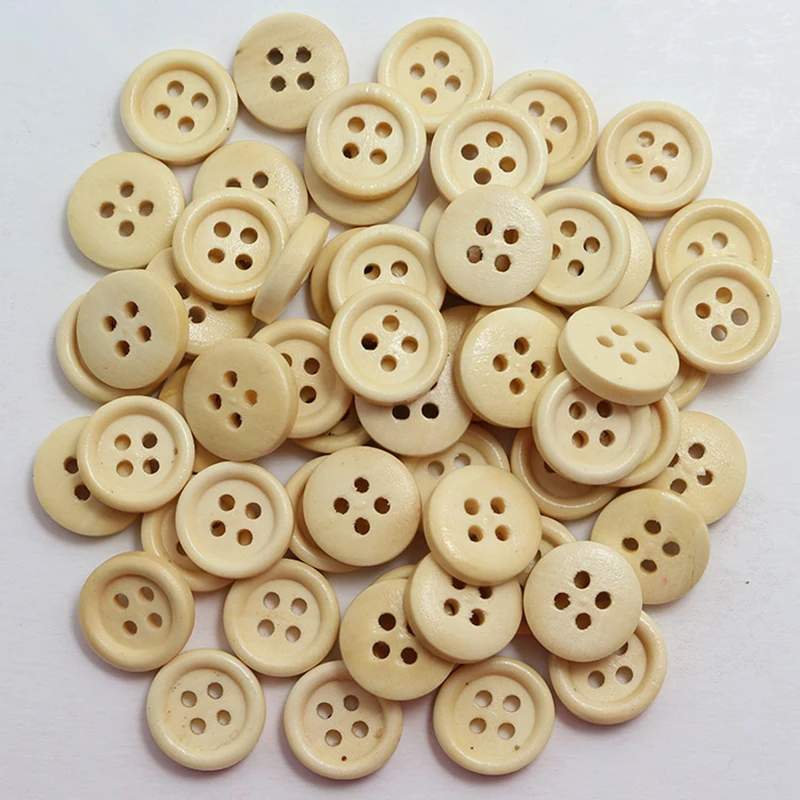 100PCs 11.5/12.5/15/20mm 라운드 4 구멍 홈 의류 바느질 키트 액세서리에 대 한 나무 단추 DIY 인형 옷 바느질 공예