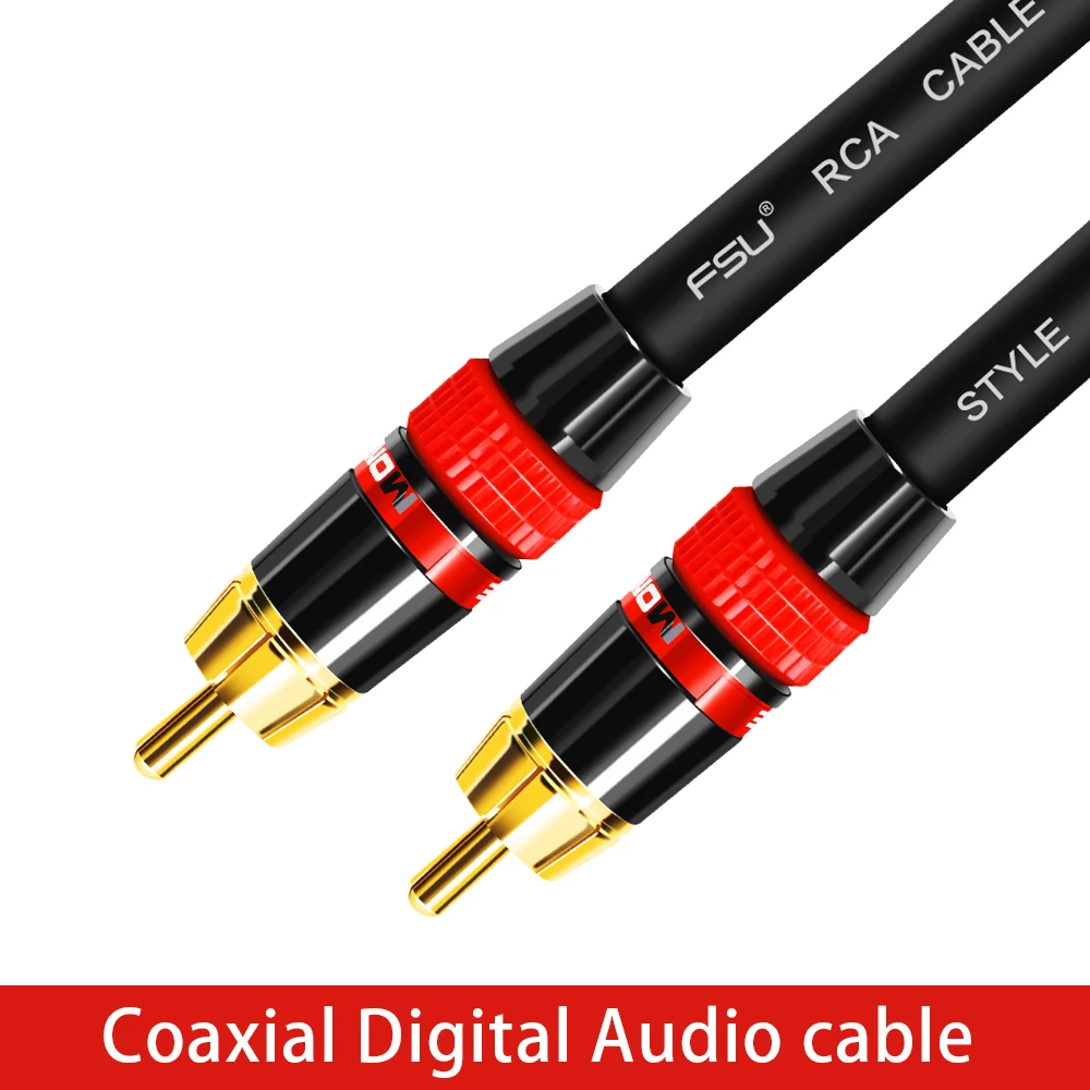 Coaxial RCA cable RCA to RCA audio cable 24K Gold plated  male to male for Home Theater DVD Projector TV Speaker Amplifier