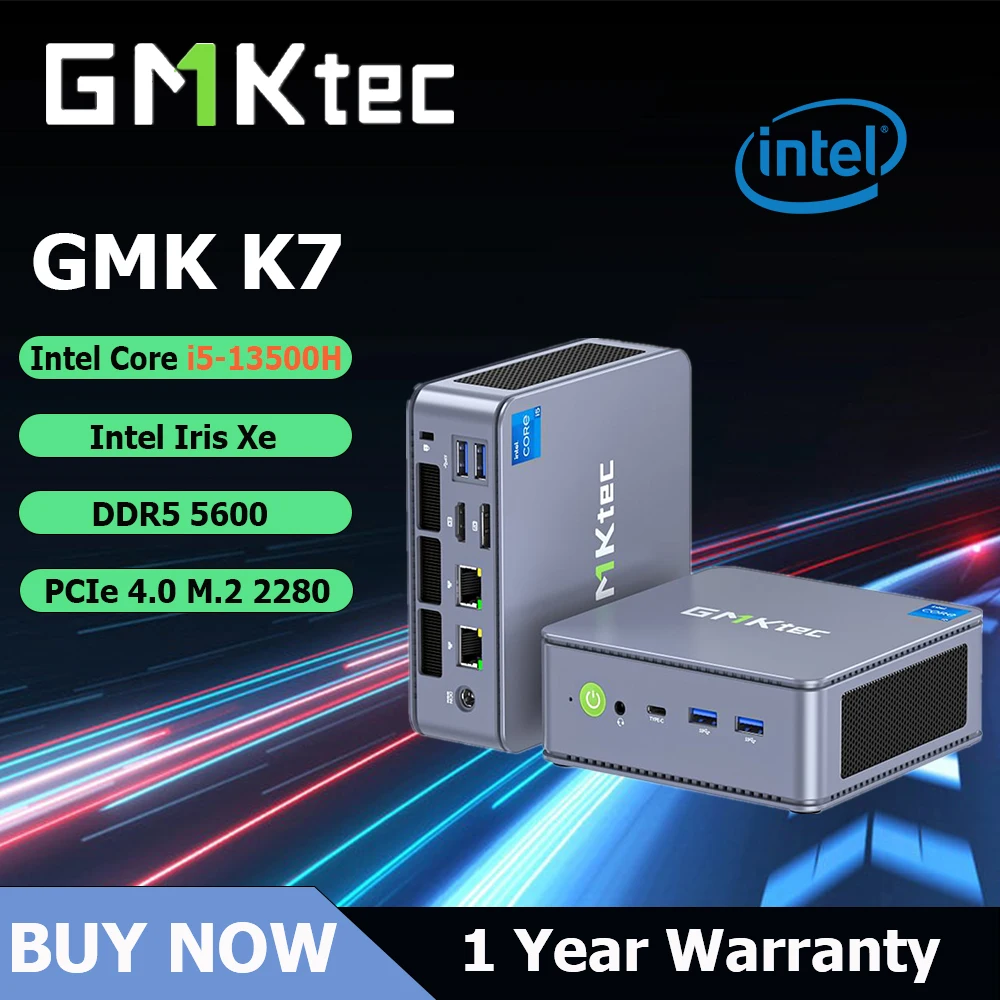 GMKtec K7 인텔 i5-13500H 게이밍 미니 PC, 12 코어, 16 스레드, 16 GB, 32GB, DDR5, 512GB, 1TB SSD 컴퓨터 PC, 미니 컴퓨터 게이밍 데스크탑