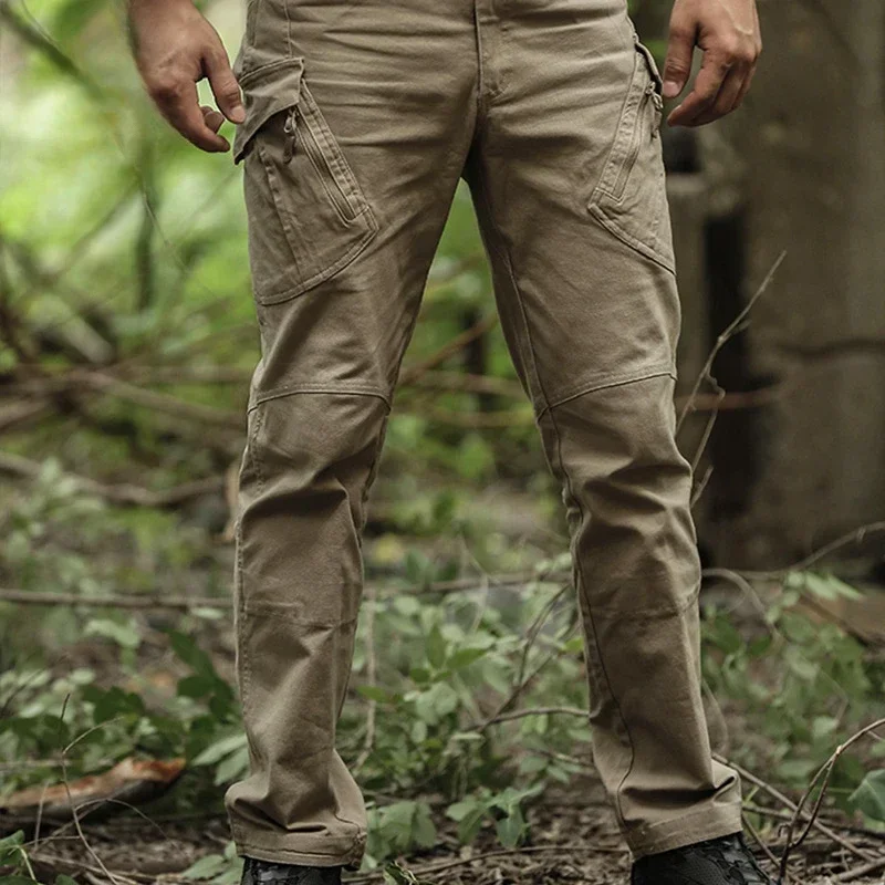 IX9 Tactical Pants Tear-Proof Cargo Pants Stretch Flexible Men's Casual Multi Pockets Black 97% Cotton Trousers XXXL
