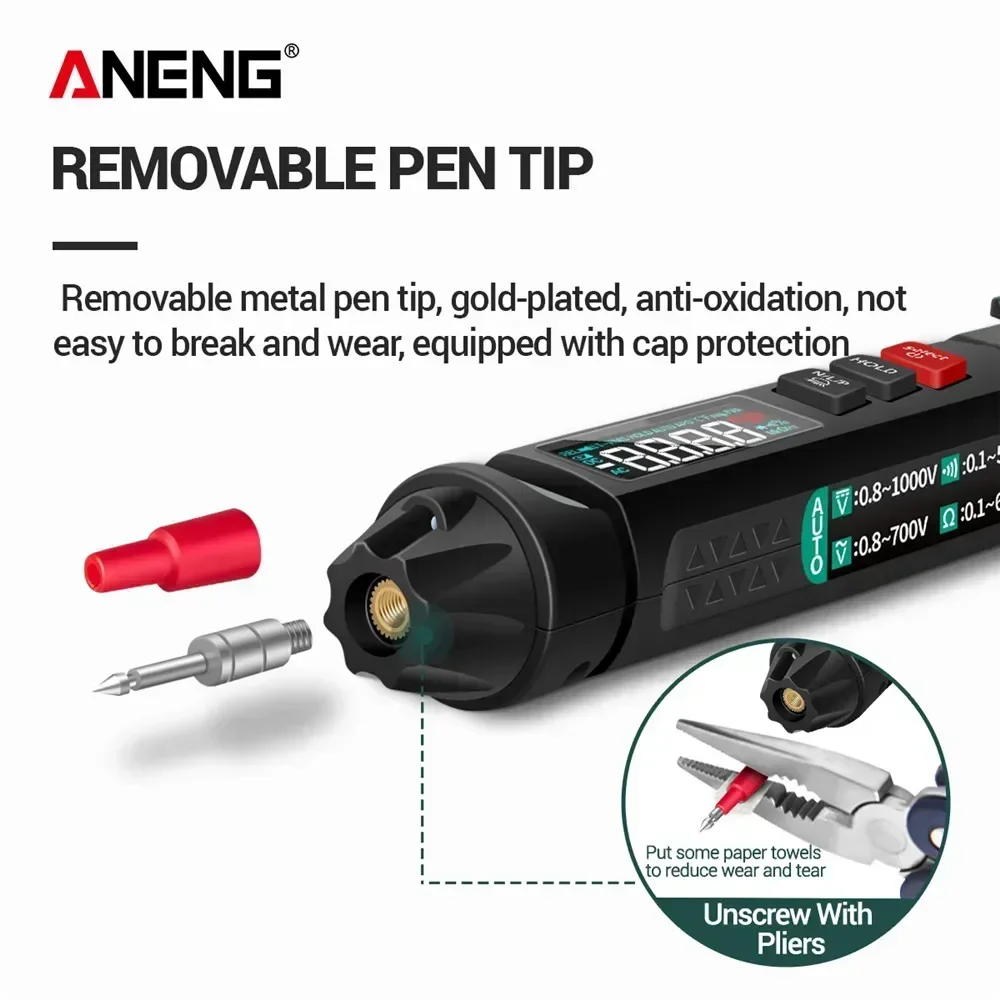 Digital multimeter ANENG A3008 Intelligent 6000 Counts Non Contact Voltage Meter Multimetro Removable Pen Tip Tester Tools