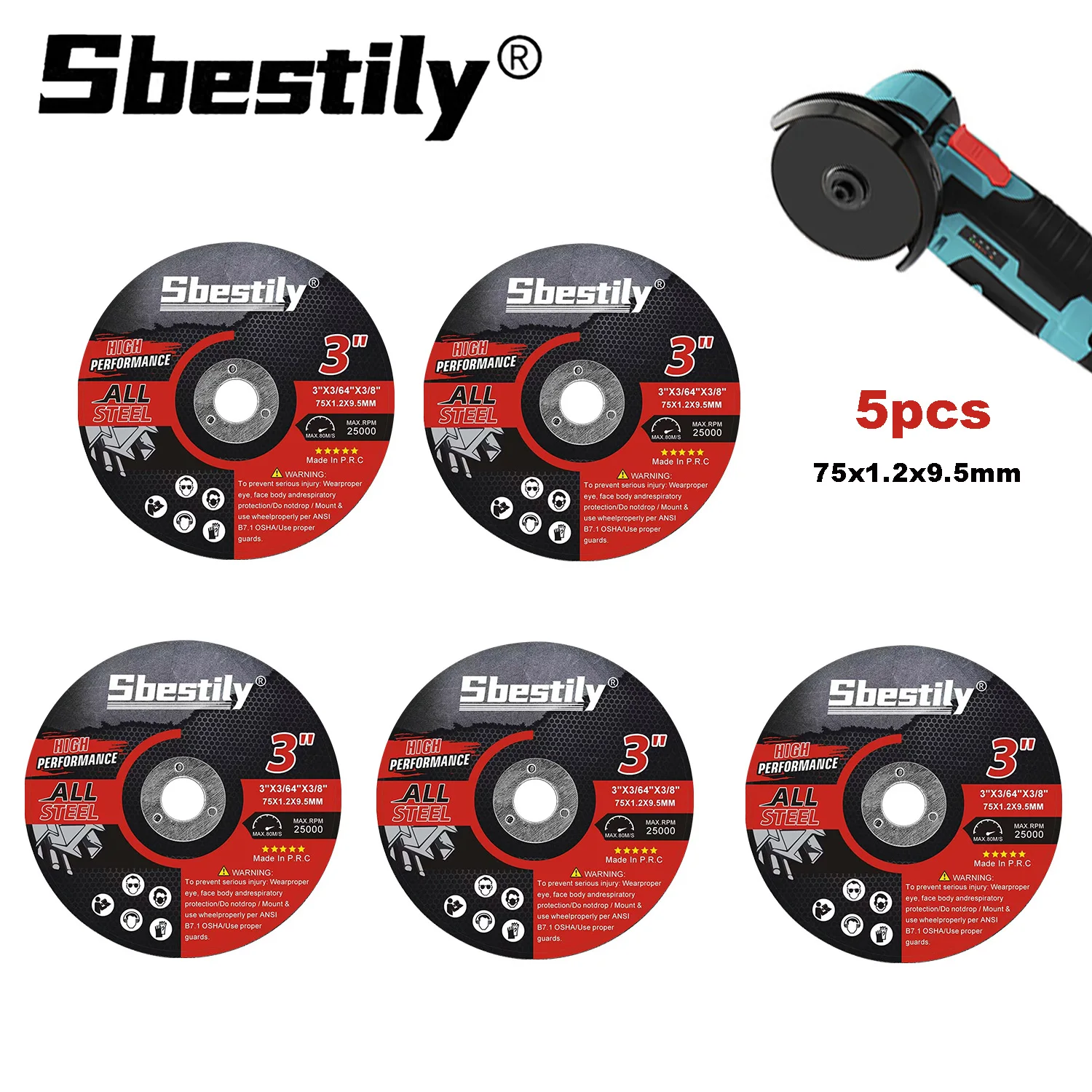 5pcs 75mm Circular Resin Saw blade 3" Cutting Disc Mini Angle Grinder Grinding Wheel For cutting Metal Wood Stainless Steel Pvc