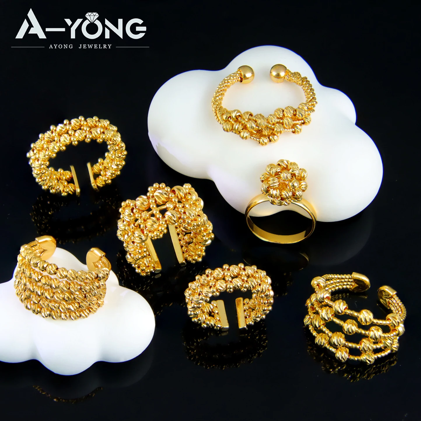 Luxuriöse arabische Braut-Hochzeitsringe, 21 Karat vergoldet, verstellbar, italienische Mode, Heiratsring, Dubai, Naher Osten, Damen-Party-Schmuck