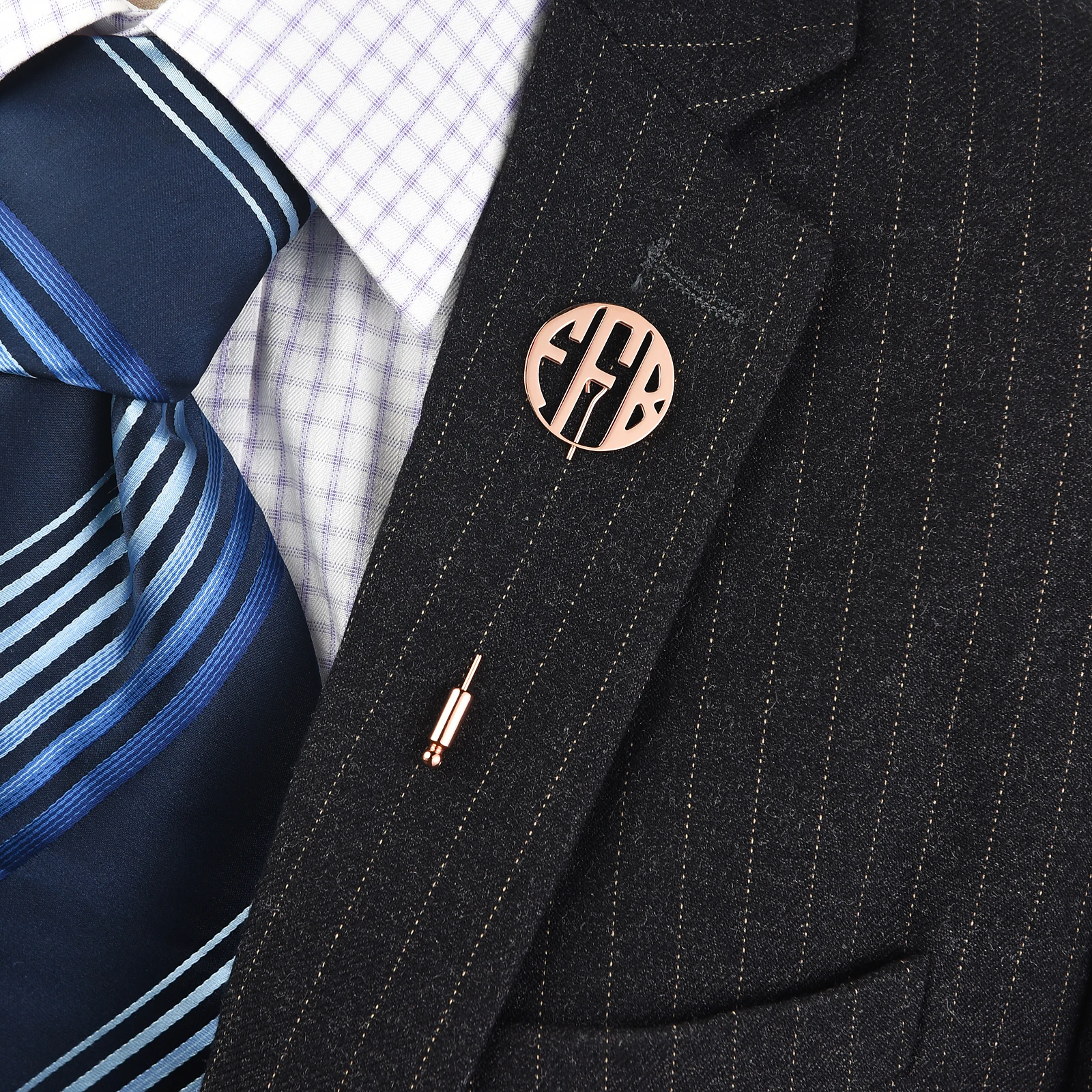 Custom 3 Letters Initials Lapel Pin For Mans Suit Pins Personalized