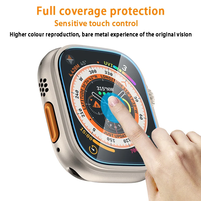 애플 워치용 강화 유리 화면 보호기, 자동 스틱 필름 도구 포함, iWatch Ultra 49mm 액세서리 전용