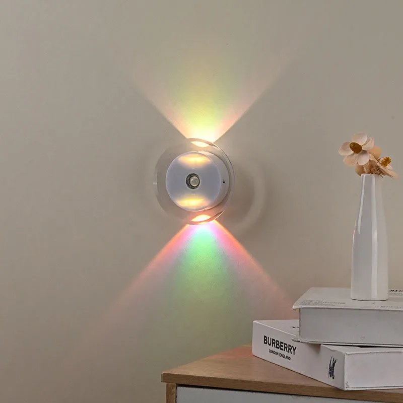 모션 센서가 있는 LED 야간 조명, 리모컨 벽등, RGB/3색 조광 가능, 복도/침실용 자석식 계단 조명