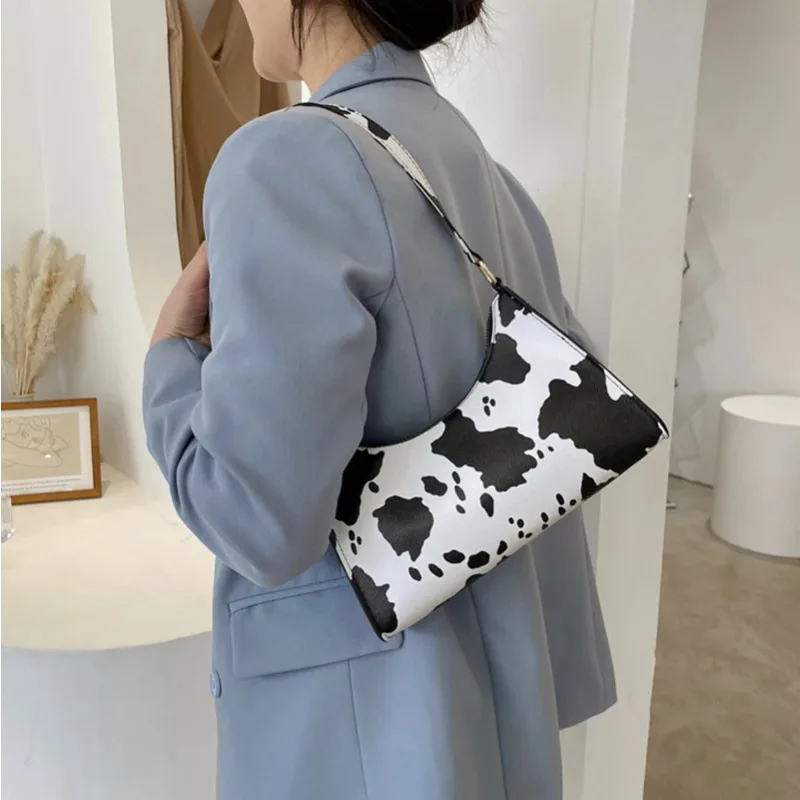 New Shoulder Bags for Women High Quality Zebra Underarm Handbags Ladies Commuter Vintage PU Leather Leopard Armpit Purse Bag