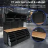 72" Tool Chest Rolling Tool Box 15 Storage Drawers 3 Upper Cabinet Pegboard Large Toolbox with Wheels for Warehouse Basement 6