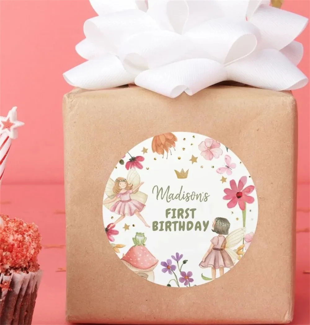 25Pcs Custom Fairy Birthday 1St Forest Fairy Stickers Favore, Princess Magical Fairy Birthday Party Favor Labels