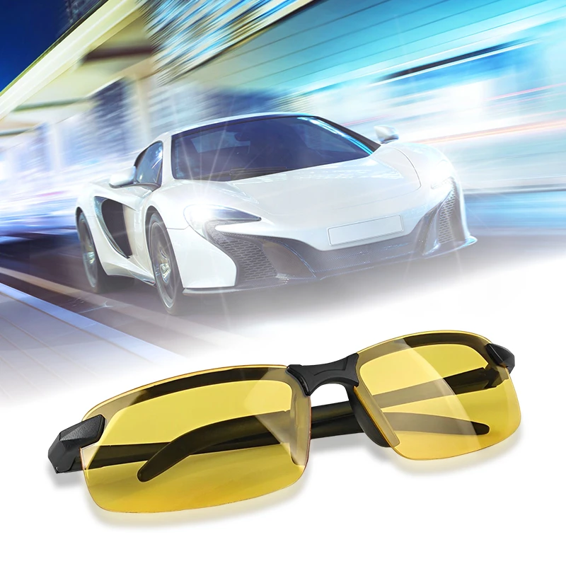 Night Vision Glasses Men Anti-Glare Driving Goggle Half Frame Polarized Sunglasses for Driver UV400 2PCS Day and Night Glasses
