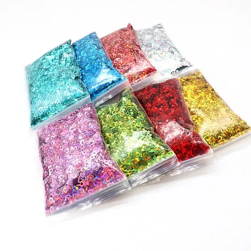50g Holographic Heart-shaped Mermaid Nail Sequins Hollow Ultra-thin Laser Mirror Flash Flake Craft Beauty Nail Decoration 3Mm