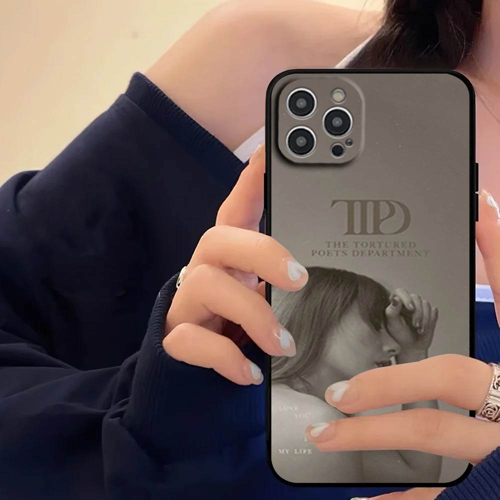 thumbnail image 1 of Funda para teléfono Singer T-Taylor S-SwiftS TTPD para iPhone 16 11 12 13 14 15 Pro Max Plus, carcasa blanda negra, 1 of 5