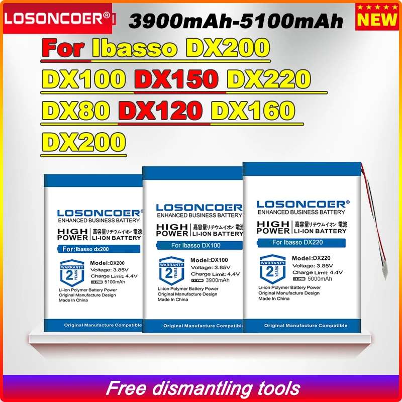 

LOSONCOER 5100mAh New Battery For Ibasso DX200 Player Batteries DX100 DX150 DX220 DX80 DX120 DX160 DAP