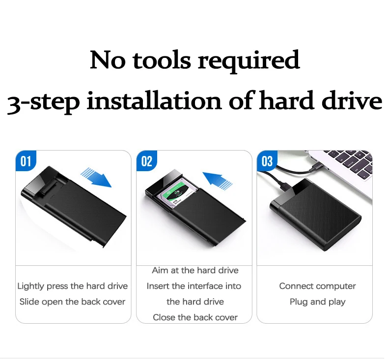 UTHAI Q5 3-Zoll USB 2.5 tragbares Festplattengehäuse, geeignet für Laptop-Solid-State/mechanische Festplatten, unterstützt SATA-Schnittstelle – Detail 13