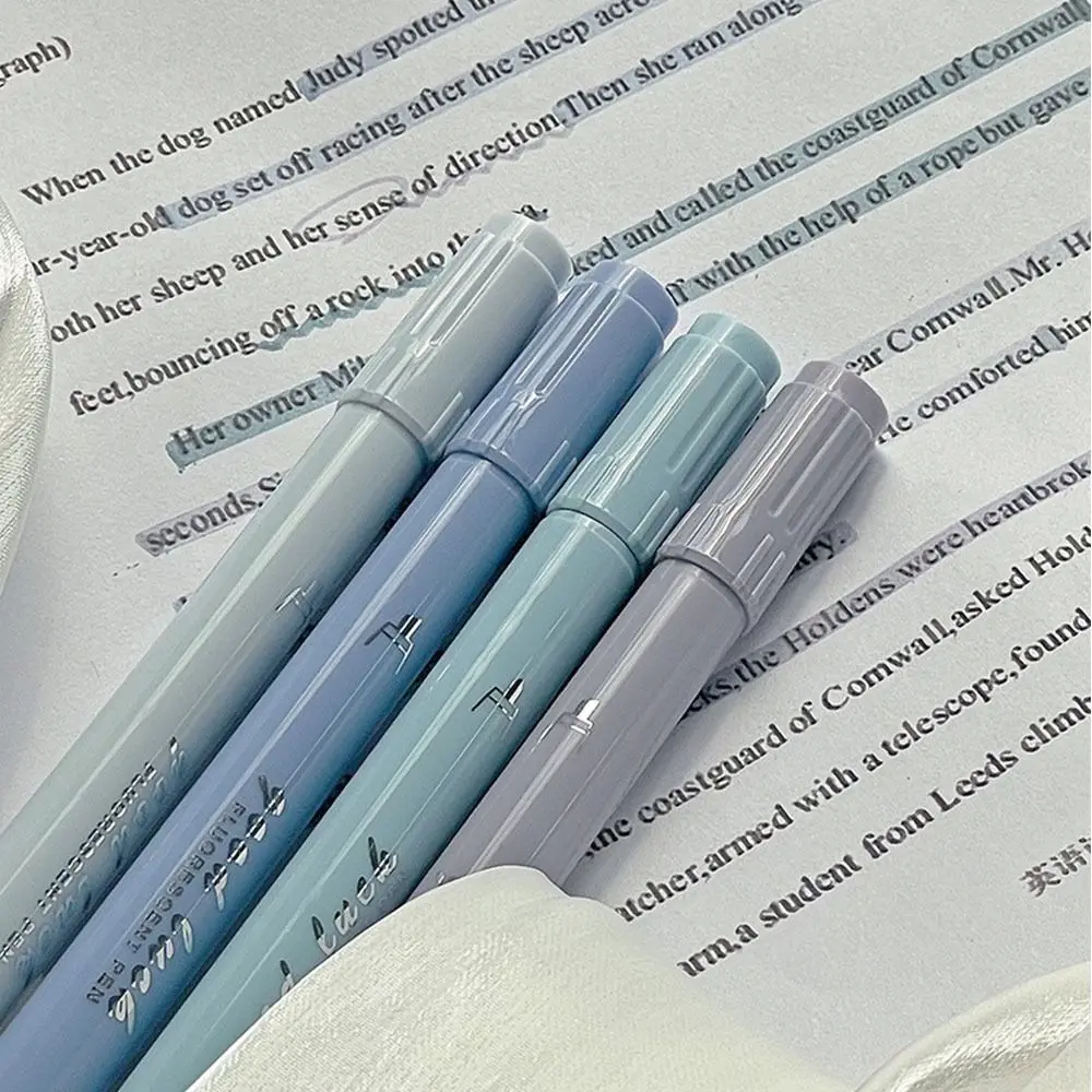 4-Farbiger Doppelkopf-Textmarker mit Farbverlauf, Schreibwaren-Highlighter, Lernpreis-Zeichenstift, Farbmarker, Notizbuch-Stift – Detail 7