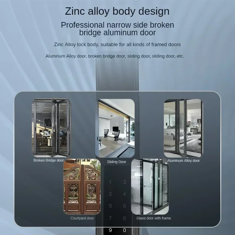 Waterproof TTLock APP Fingerprint Password Card Automatic Lock Bridge-Cut Aluminum Alloy For Outdoor Pull Push Sliding Door