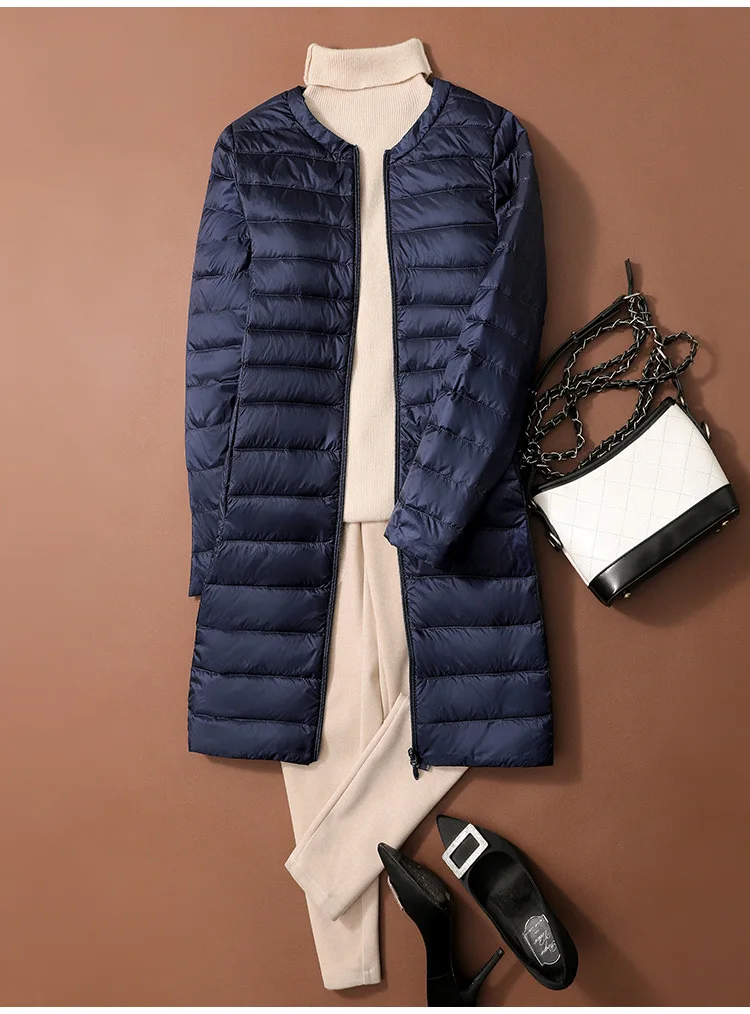 SEDUTMO Winter Duck Down Jackets Women Long Ultra Light Coat Casual Slim Black Thin Autumn Parkas ED2070