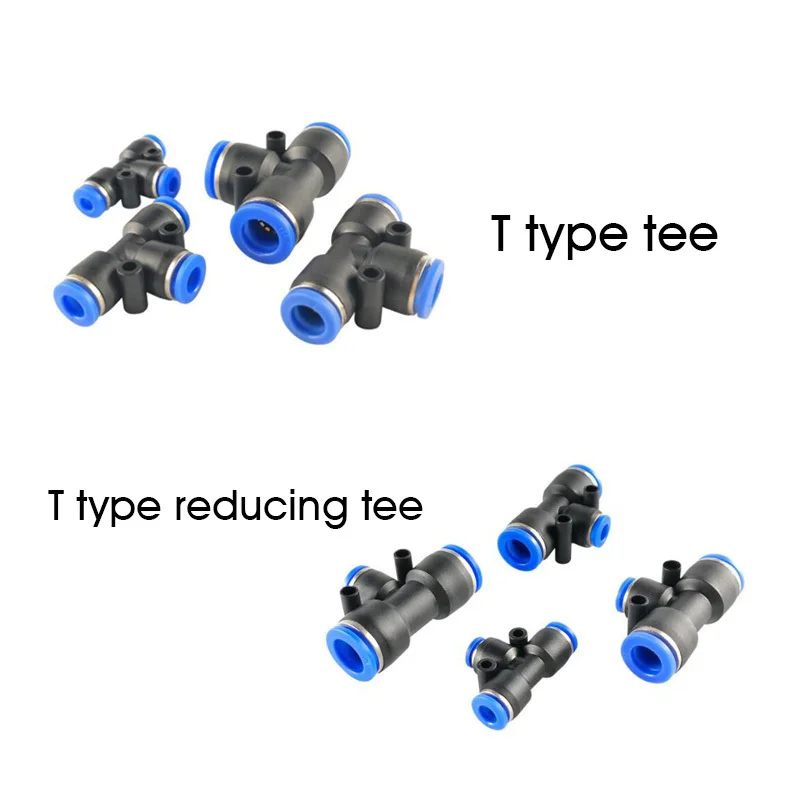 Pneumatic Fitting Air ขั้วต่อท่อข้อต่อท่อ Push In ท่อ E ประเภท Tee 3 Way 4มม.6มม.8มม.PE PEG ตัวเชื่อมต่อพลาสติก 1