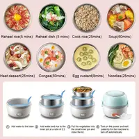 DMWD MINI Cuiseur à riz électrique chauffant, boîte à lunch thermique portable 1/2 niveaux, cuiseur vapeur alimentaire, récipient de cuisson, chauffe-plat 6