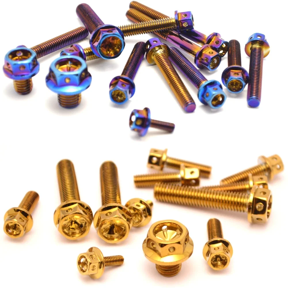 M8M6 stainless steel 304 screw electroplated blue screw outer hexagon big head electric car motorcycle
