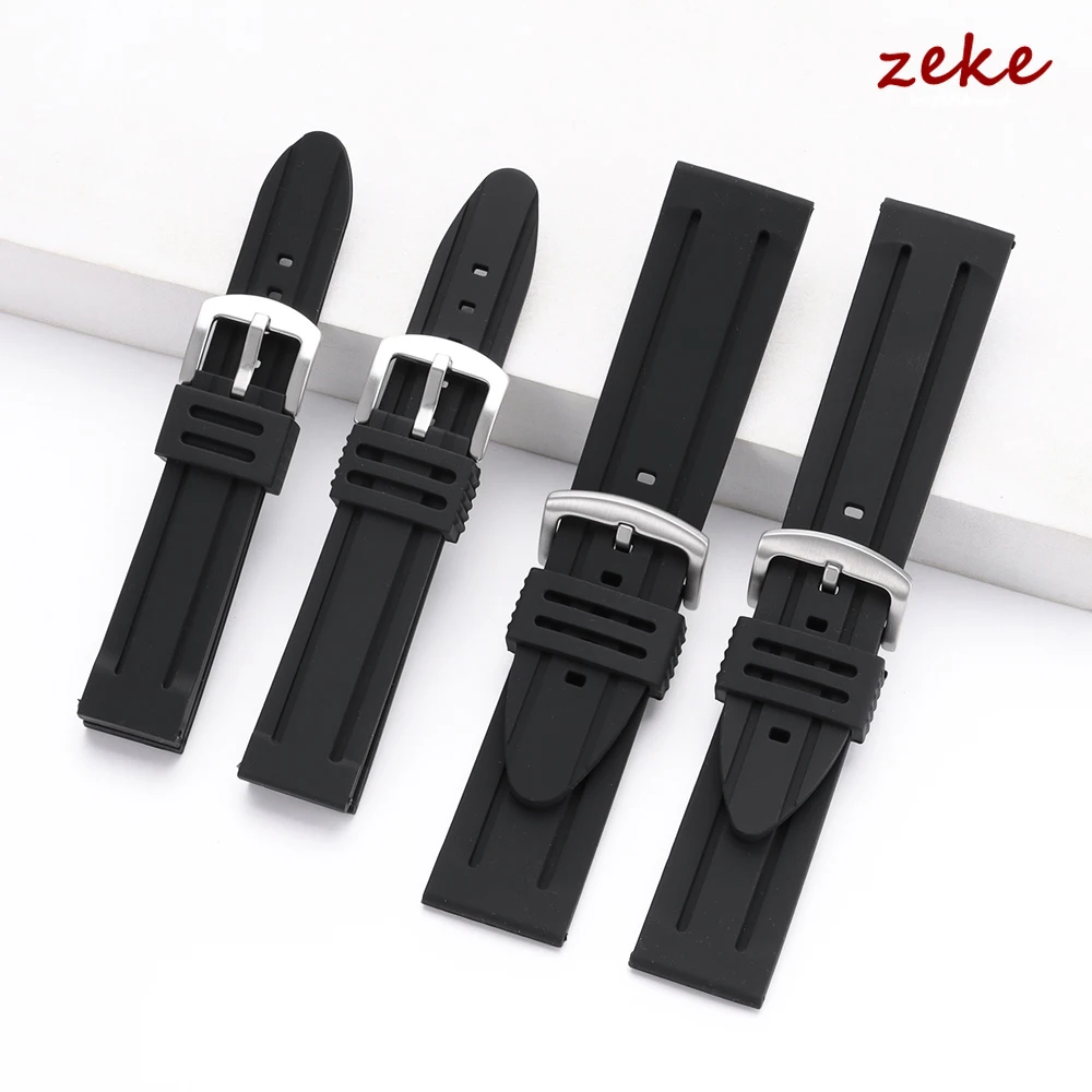 Men's Sport Waterproof Silicone Rubber Watch Strap – Soft Diving Wristband