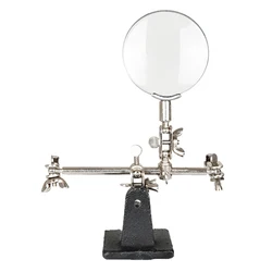 Desktop Helping Hand Soldering Clamp with Magnifying Lens & Alligator Clips (A)