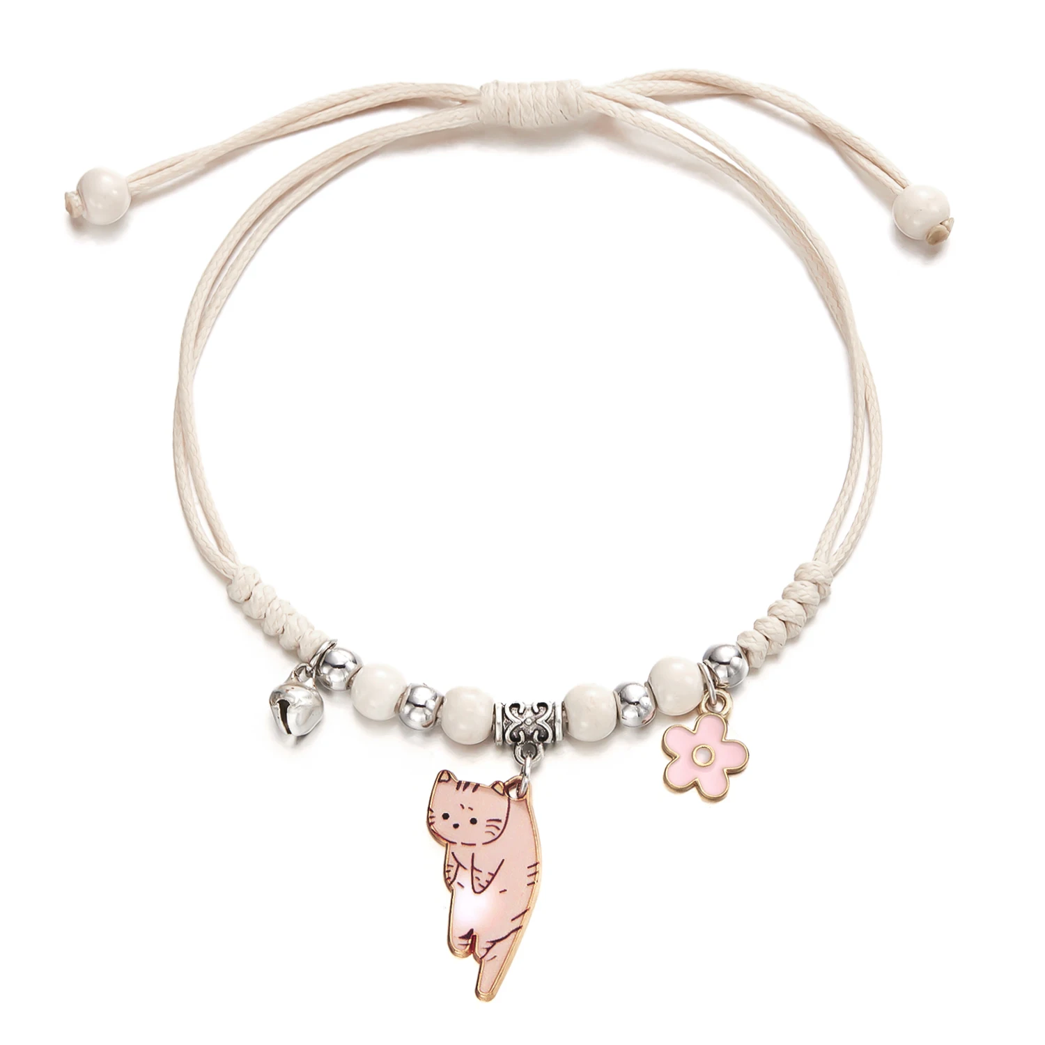 Koreanisches Niedliches Cartoon-Tier Katze Gänseblümchen Anhänger Armband für Frauen Kinder 2024 Mode Charm Freundschaftsarmbänder Schmuck – Detail 15
