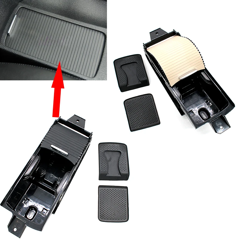 블랙/베이지 유로 컵 홀더 고무 젤 바닥 병따개 포함 팔걸이 센터 콘솔 폭스바겐 골프 MK6 제타 MK5용