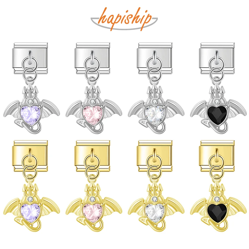 Hapiship 新ファッション甘いバットハート光沢のある CZ