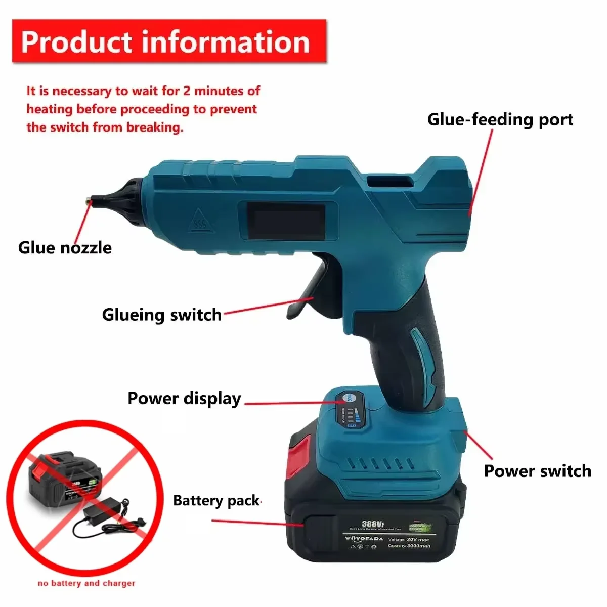Electric Cordless Hot Melt Glue Gun for Makita 18V Battery 11mm Stick Hot Melt Welding Air Gun hot glue gun caulking gun