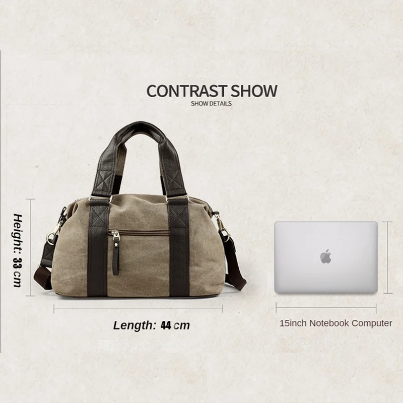 Vintage Canvas Leather Men Travel Bags Carry On Luggage Bag Men Duffel Bag Handbag Travel Tote Large Weekend