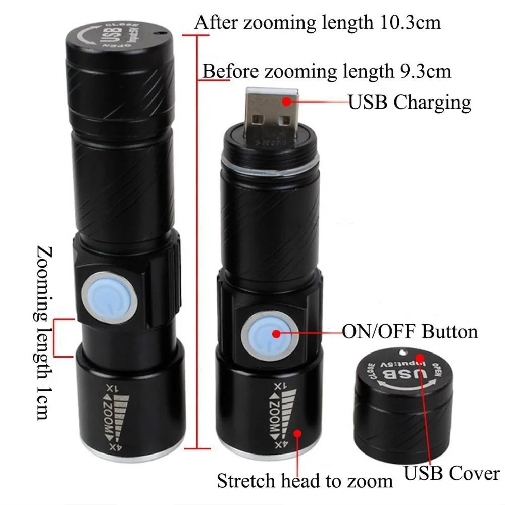 395nm UV Flashlight Blacklight Zoomable USB Rechargeable UV Light Ultraviolet Flashlight for Pet Urine Detector Resin Curing