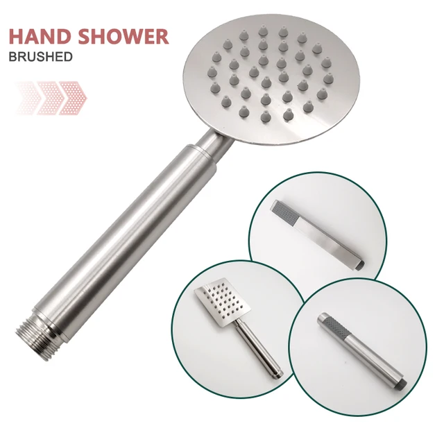 Matt Hand Shower สแตนเลสสตีลแปรงนิกเกิลแรงดันสูงมือถือห้องน้ํา FIXTURE รอบสแควร์ 1
