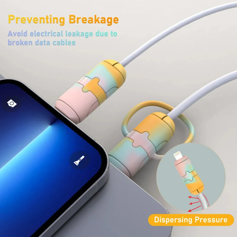 Silicone Cartoon Cable Winder Anti-Break Mobile Phone Charging Cable Strap Protector Carabiner Data Protection Cover