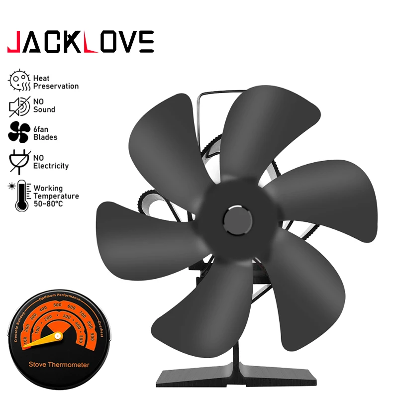 Black Fireplace 6Blade Heat Powered Stove Fan Log Wood Burner Ecofan Quiet Fireplace  Fan Fuel Saving Efficient Heat Distribution - AliExpress