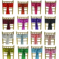 50pcs Satin Chair Bow Sashes Wedding Mariage Party Chair Knots Decor Restuarant Ribbon Butterfuly Tie Birthday Baby Shower Sash 6