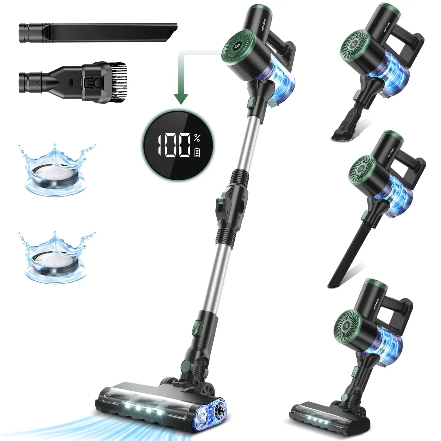 PrettyCareWP1CordlessVacuumCleanerLightweightStickVacuumCleaner