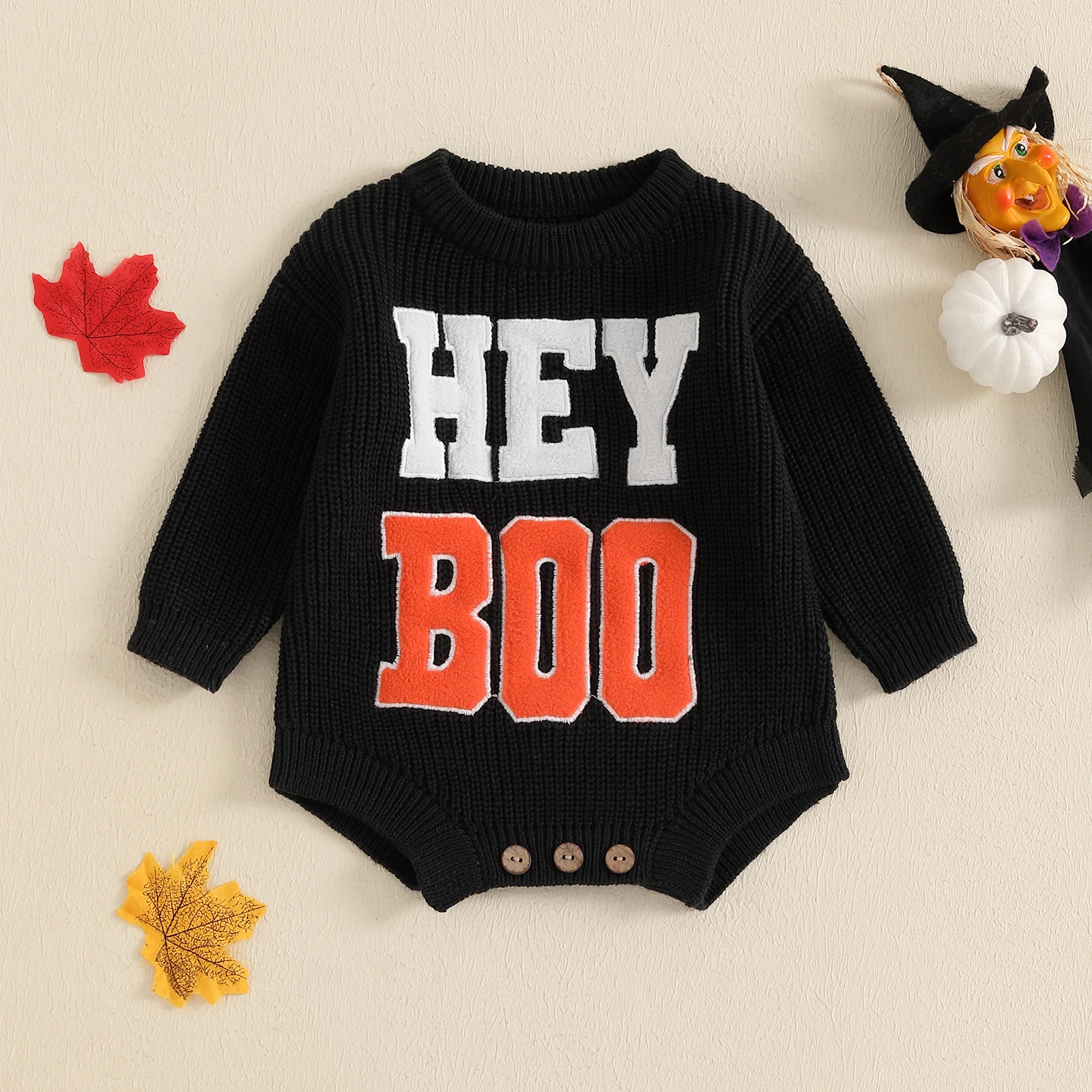 MISOWMNJOY Cute Letter Baby Knit Sweater Romper Winter Warm Girls Boys Fashion Long Sleeve Knitwear Bodysuit Newborn Clothes