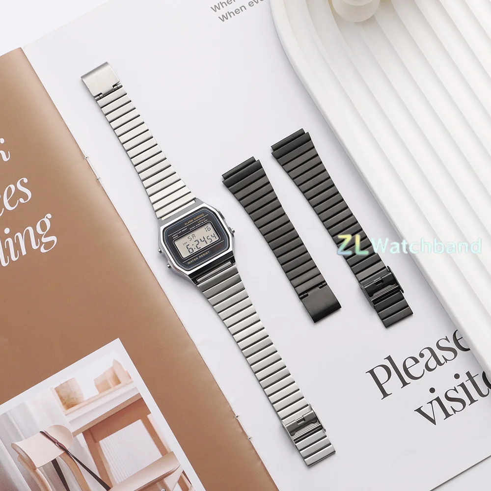 Universal Stainless Steel Watch Strap - Premium Metal Gold & Silver Replacement Wristband