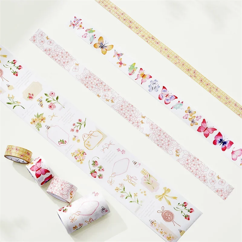 4 Rotoli/Set Nastro Washi Originale Adesivo Adesivo Originale Canada Wt Per Scrapbooking Fragole & Farfole Card Making Material