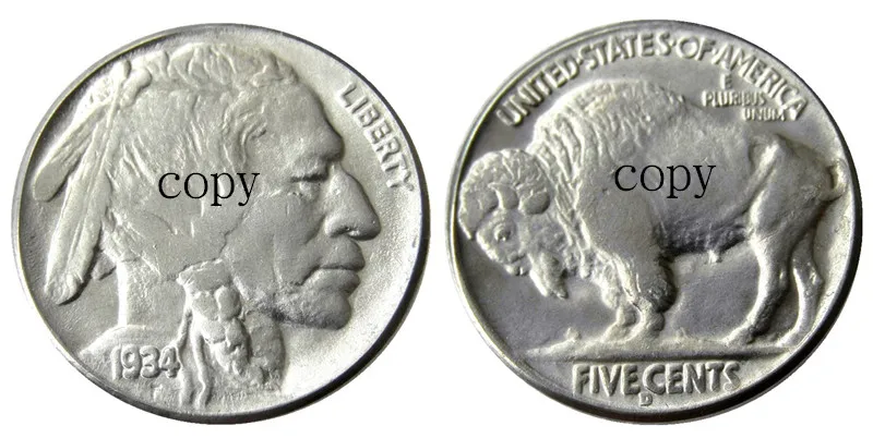 Moneta Decorativa Us 1934D Buffalo Nickel Five Cents Copy
